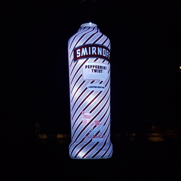 Hanging Solar Bottle Light ~ Peppermint Smirnoff Lantern - Picture 1 of 6